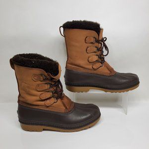 Reposhed Sorel Badger Waterproof Leather Brown Snow Boots